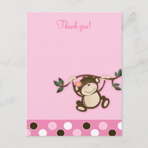 Singe Jouer rose 4x5 plat Merci note