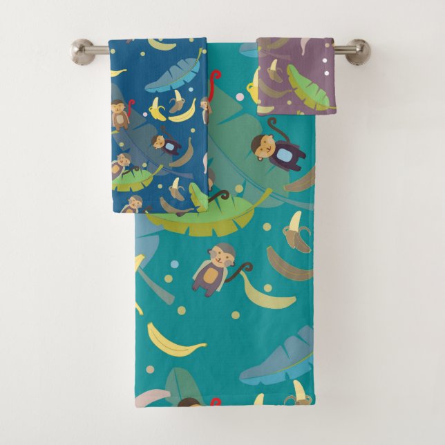 Singe mignon et bananes dans le Motif d'arbre (En situation)