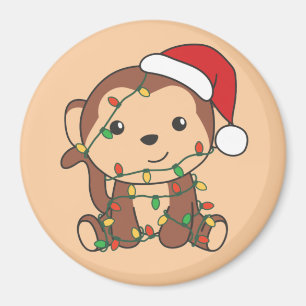 Singe Noël Animaux d'hiver Singes Magnet