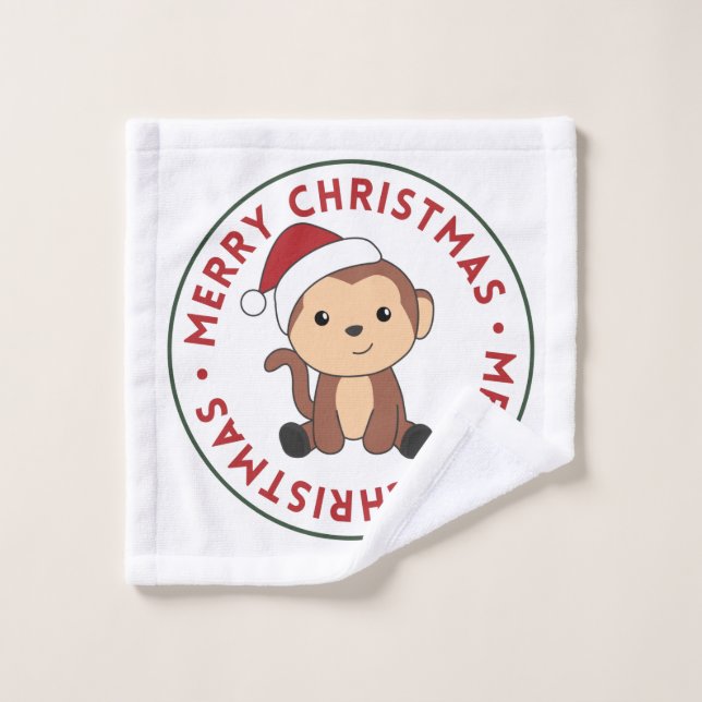 Singe Noël Neige Hiver Animaux Singes Laver (Gant de toilette)