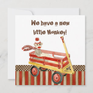 Singe-Sock, Wagon Rouge, Faire-part de naissance-G