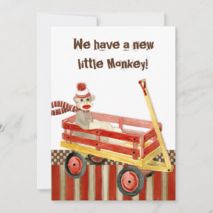Singe-Sock, Wagon Rouge, Faire-part de naissance-G