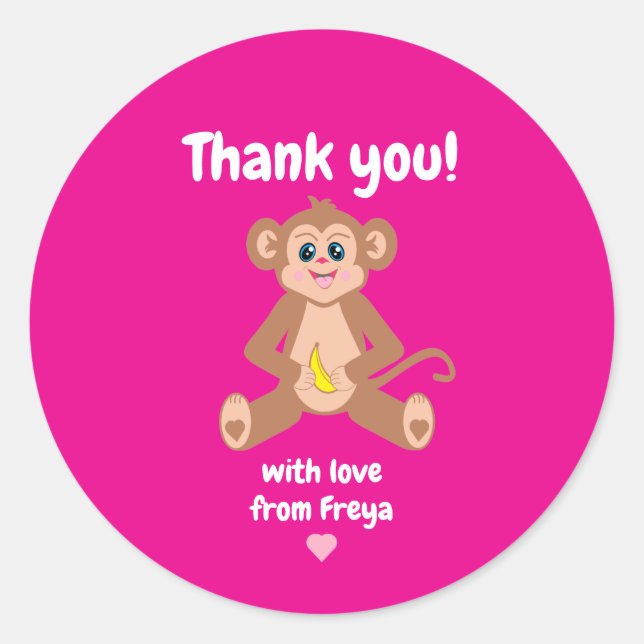 Singe sur Sticker rose (Devant)