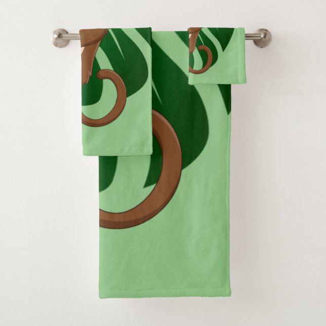 Singe sur un ensemble de serviettes design de vin (En situation)