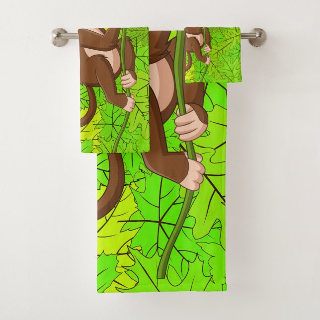 Singe sur un ensemble de serviettes design de vin (En situation)