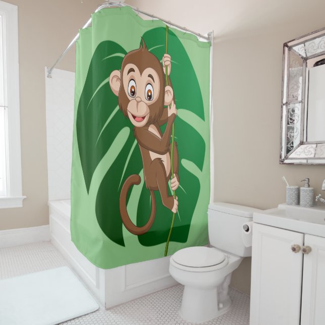Singe sur un rideau de douche design vigne (En situation)