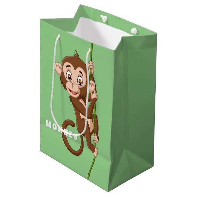 Singe sur un sac cadeau design de vigne (Devant Angle)