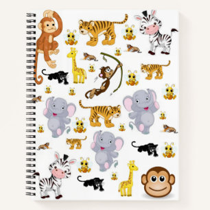Singe tigre d'éléphant de Carnet de spirale