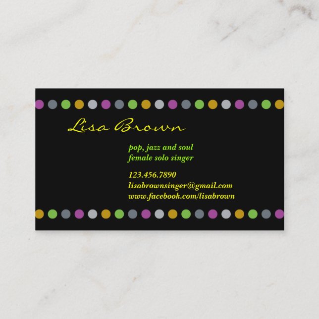 Singer Entertainer Business Card (Front)