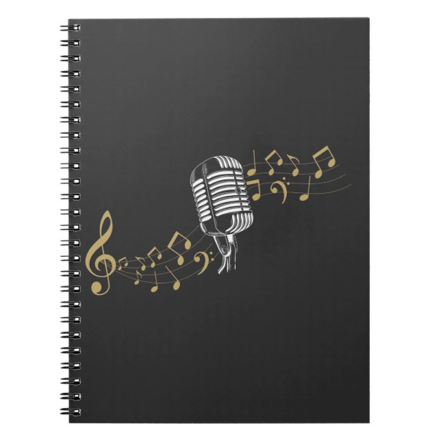 Singer Microphone Musical Notes Karaoke lover Notebook (Front)