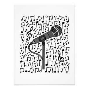 Singer Microphone Musical Notes Singing Teacher Photo Print