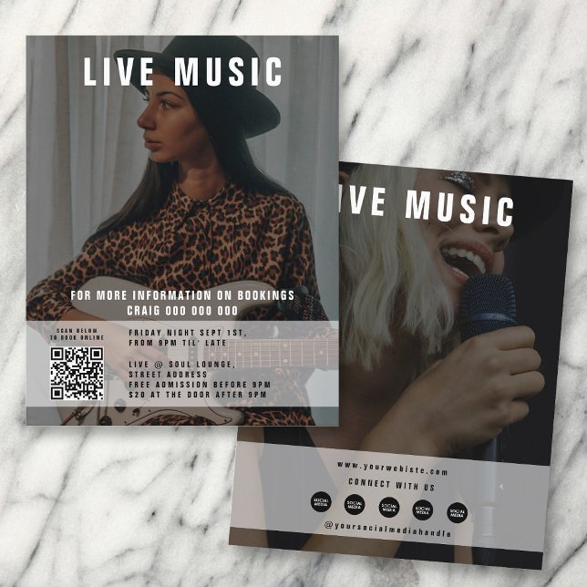 Singer Musician 2 Photo Social Media Promotional Flyer (Singer Musician 2 Photo Social Media Promotional Flyer)