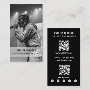 Singer Musician Songwriter Photo Hip Hop 2 QR Code Business Card
