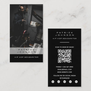 Singer Musician Songwriter Photo Hip Hop QR Code Business Card