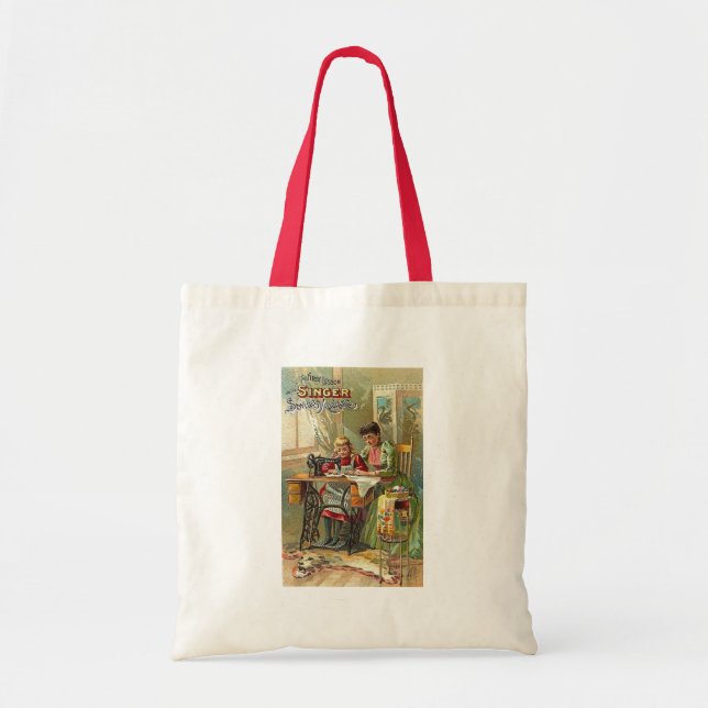 Singer Sewing Machine Ad "The First Lesson" Tote Bag (Front)