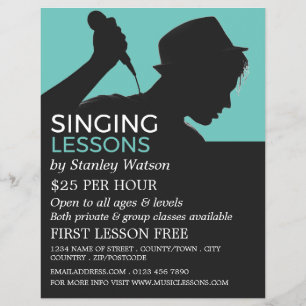 Singer Silhouette, Vocalist Lessons Advertising Flyer
