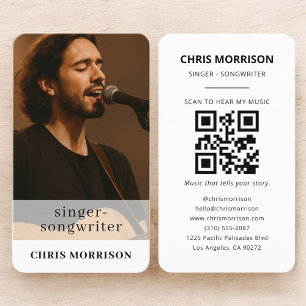 Singer Songwriter QR Code Photo Business Card