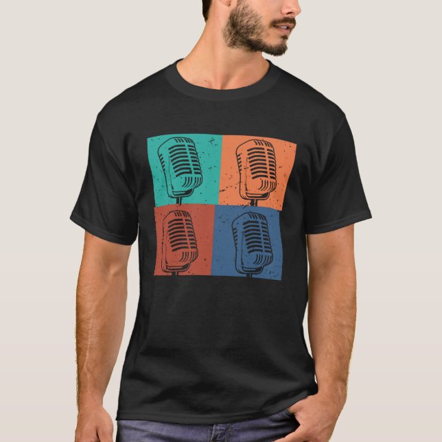 Singer Vocalist Musician  Retro Microphone Singing T-Shirt (Front)