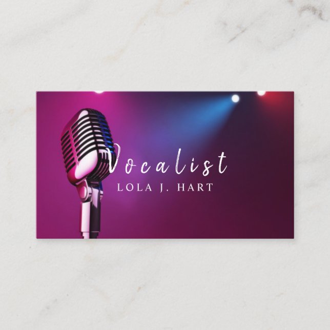 Singer, Vocalist, Solo, Performance Entertainment Business Card (Front)