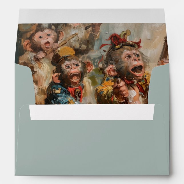 Singes - Enveloppe pour taille de carte 12,7 x 17, (Dos (Bas))
