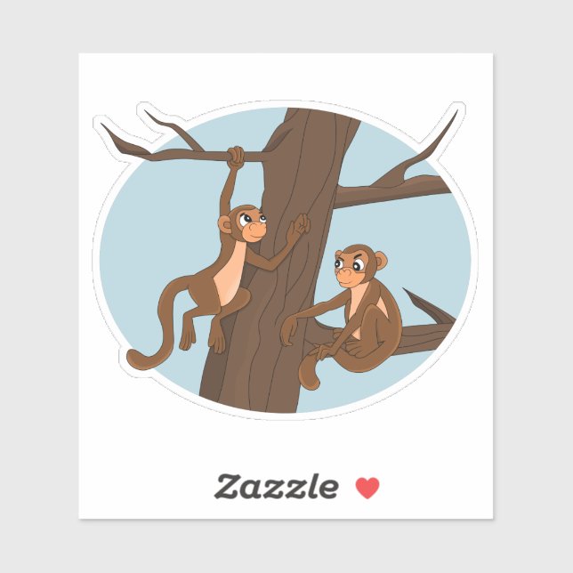 Singes escalade l'arbre Autocollant en vinyle pers (Feuille)