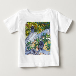 Singes Langur Noirs Mangeant, Tshirt Bébé