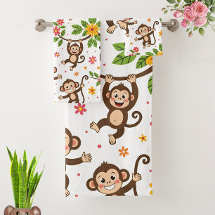 Singes modernes heureux bonne chance sur fond blan