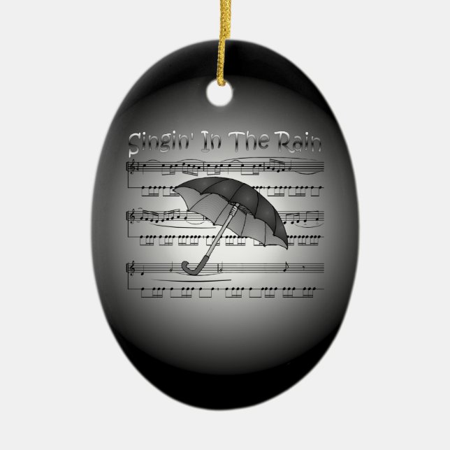 Singin’ In The Rain ~ Umbrella ~ Sheet Music Ceramic Ornament (Front)