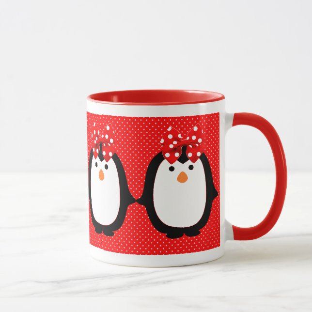 Singin' Lady Penguins with Bows Barbershop Quartet Mug (Right)