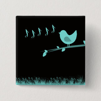 Singing Abstract Birdie 2 Inch Square Button