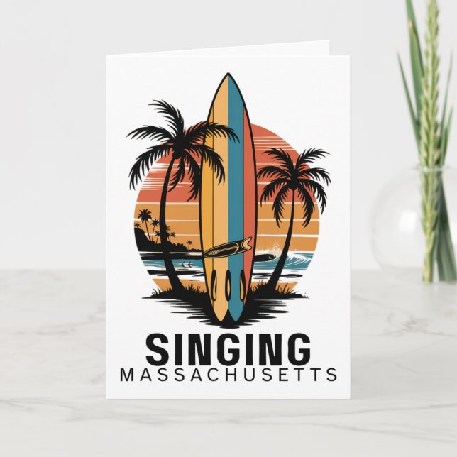 Singing Beach Machusetts Surfing Surfer  Card (Front)