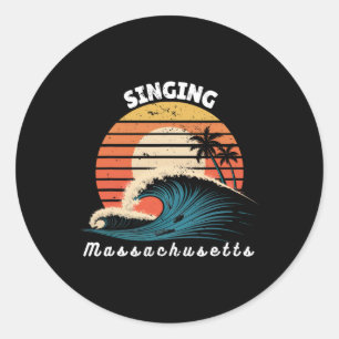 Singing Beach Machusetts Women Men Surfboarding Classic Round Sticker