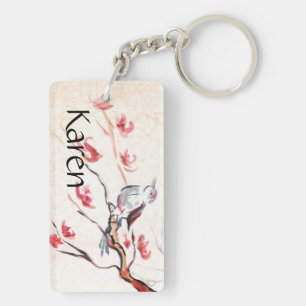 Singing Bird Background Keychain