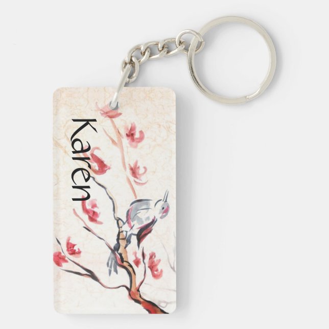 Singing Bird Background Keychain (Back)