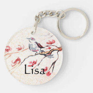 Singing Bird Background Keychain