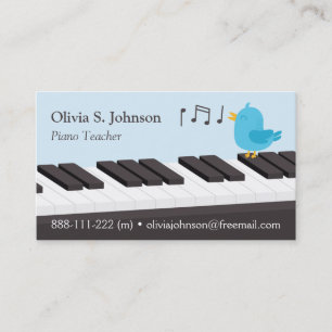 Singing Bird Kids Piano Teacher Business Cards