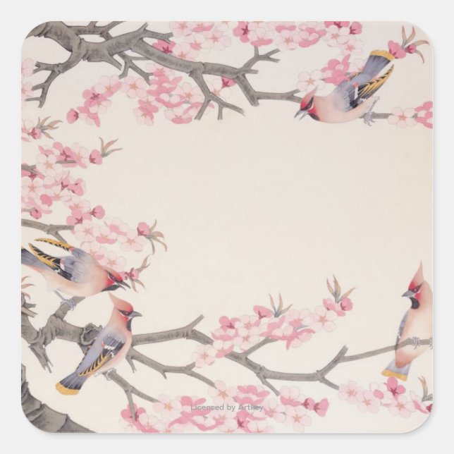 Singing Birds in Spring Square Sticker (Front)