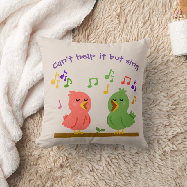 Singing birds throw pillow (Blanket)