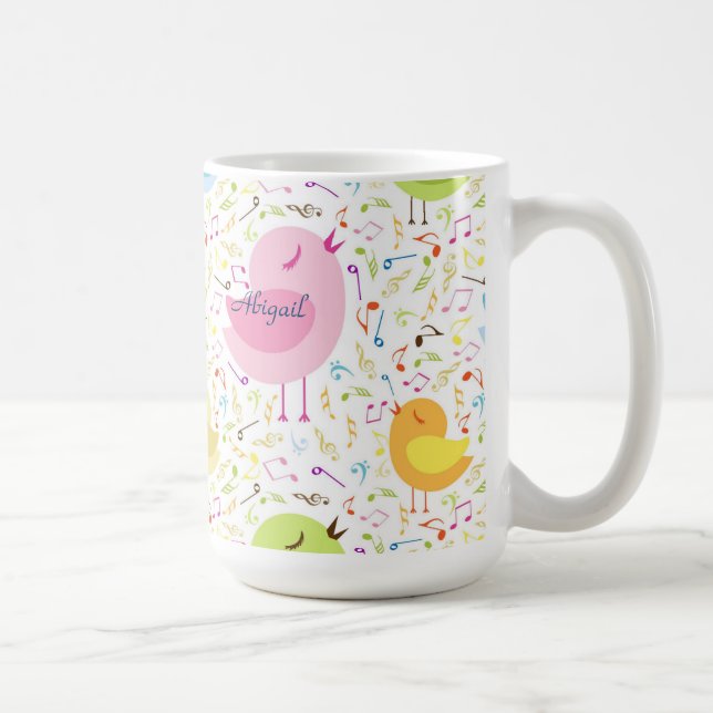 Singing Birds with Musical Notes Personalized Mug (Right)