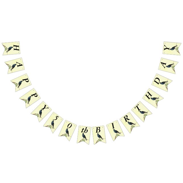 Singing Birthday Black Bird Branch Caterpillar Bunting Flags (All)