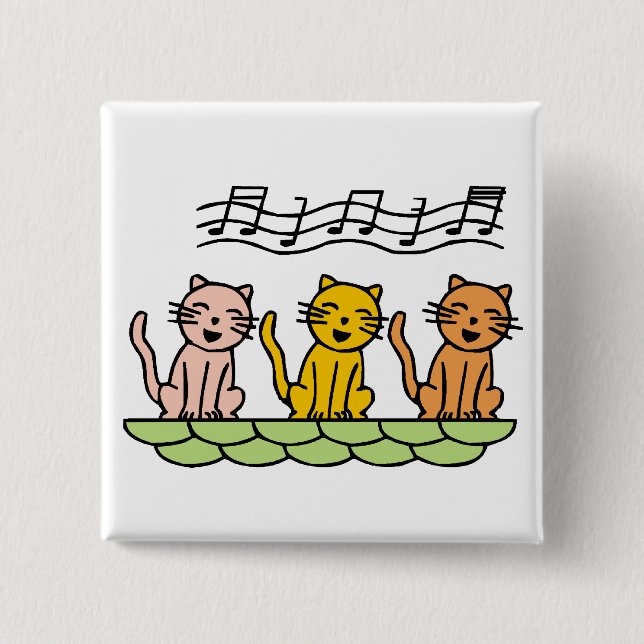 Singing Cat 2 Inch Square Button (Front)
