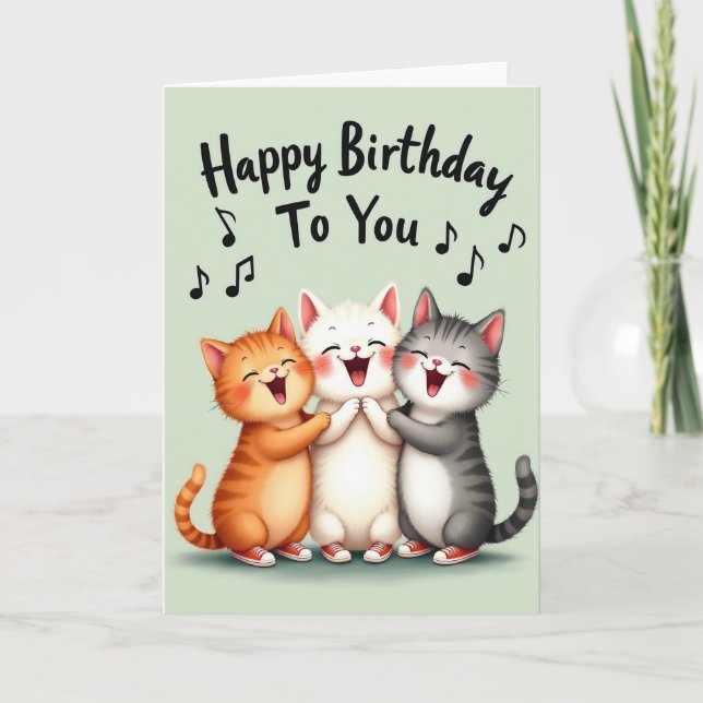 Singing Cat Birthday Card (Front)
