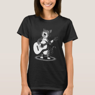 Singing Cat Playing Guitar Funny Animal Musician H T-Shirt