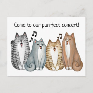 Singing Cat Quartet Concert Invitation Personalize Postcard