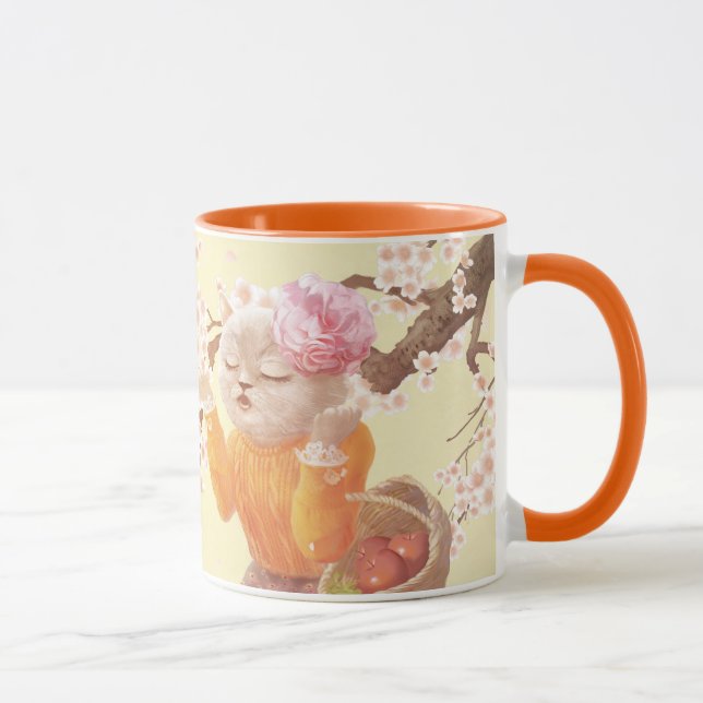 Singing Cat with Flower Basket Mug (Right)