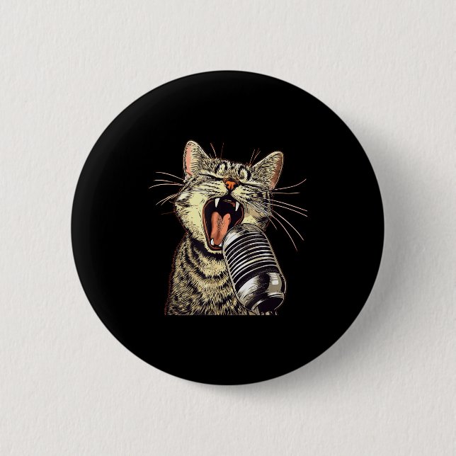 Singing Cat With Karaoke Mic Costume  2 Inch Round Button (Front)