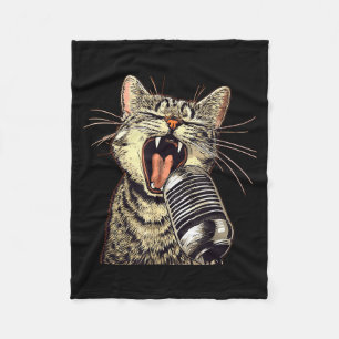 Singing Cat With Karaoke Mic Costume  Fleece Blanket