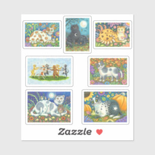 SINGING CATS AND COUNTRY FOLK ART KITTEN STICKERS