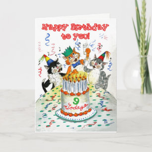 Singing Cats Custom Age-specific Birthday Card