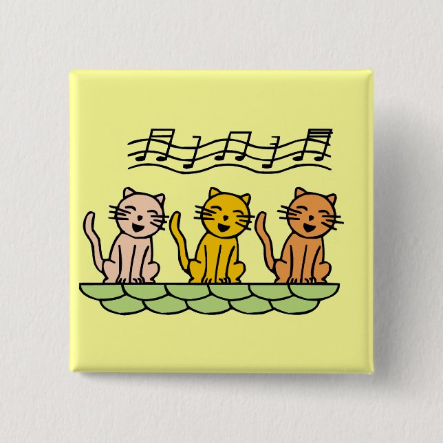 Singing Cats Tshirts and Gifts 2 Inch Square Button (Front)